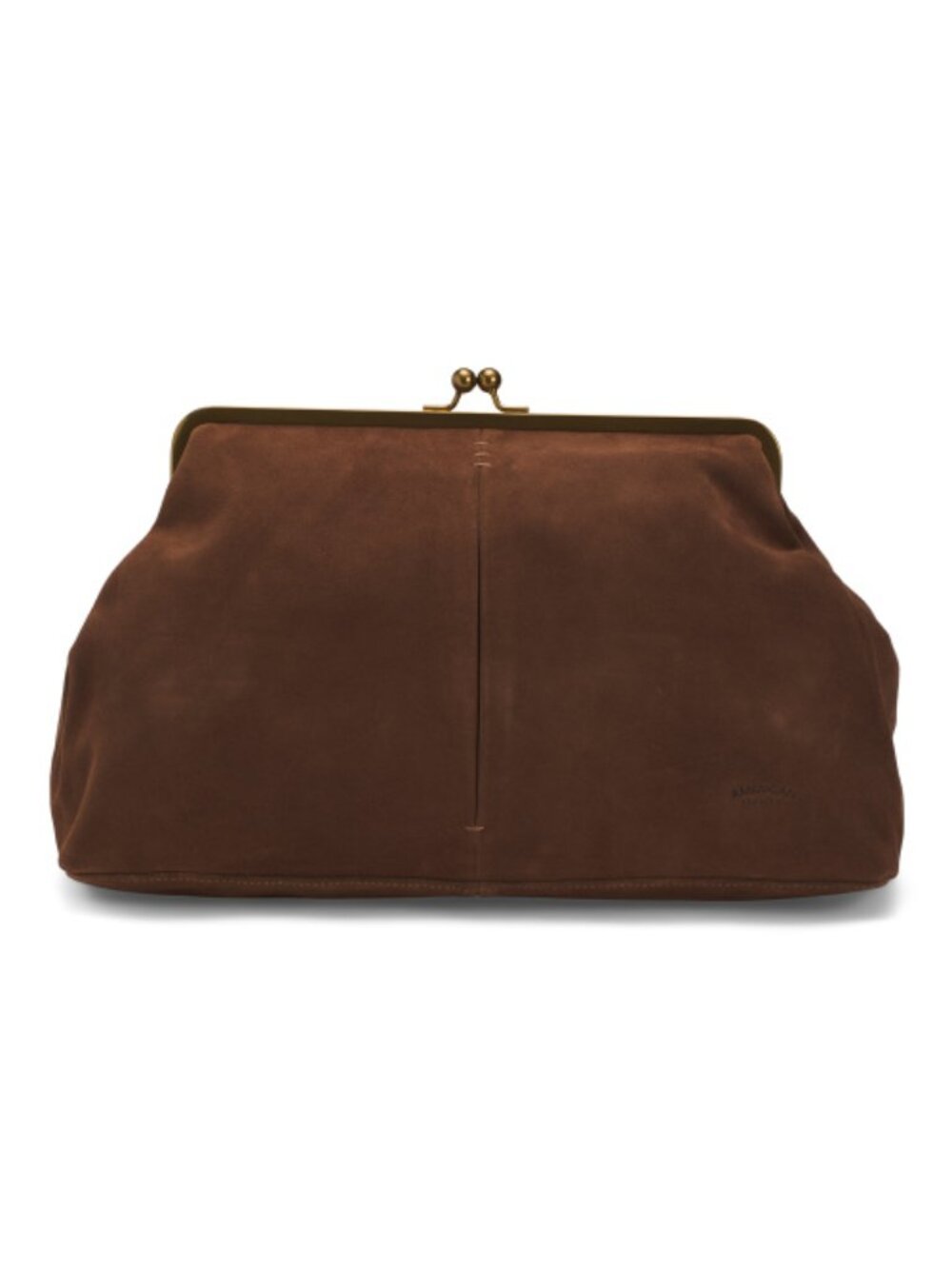AMERICAN LEATHER CO. Suede Grace Oversized Kiss Lock Clutch